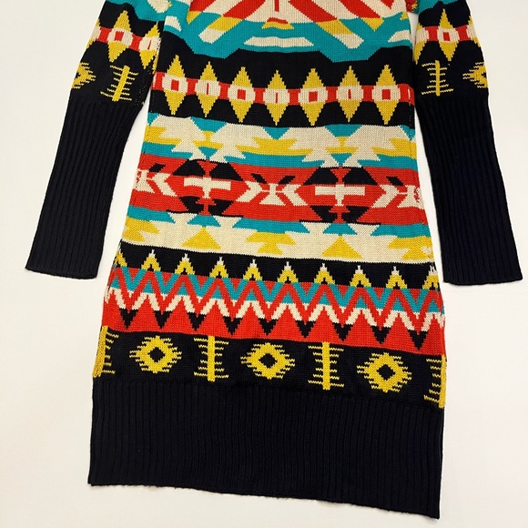 Jessica Simpson Women’s Western Boho Print  Long Sleeve Knit Sweater Dress M - Picture 9 of 16